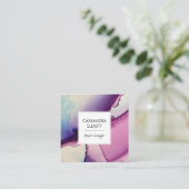 Lila, rosa und blaue Alkoholtupfer Flüssigkeiten K Quadratische Visitenkarte (Stehend Vorderseite)