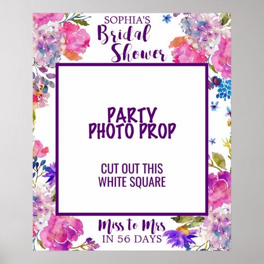 Lila Rosa und blaue Blume Brautparty Foto Prop Poster (Vorne)