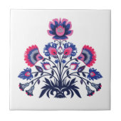 Lila, rosa und blaue Folklore im Wycinanki-Stil Fliese (Vorderseite)