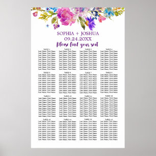 Lila Rosa- und Blautafel für Hochzeiten Poster