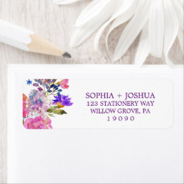 Lila Rosa- und Blütenblumen Hochzeitsstimmung Rück