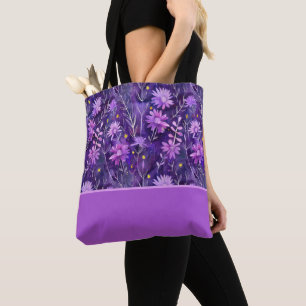 Lila Rosa und Gelbe Gänseblümchen-Blumen, Farbbloc Tasche