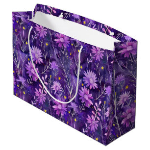 Lila Rosa und Gelbe Gänseblümchen Blumiges Muster Große Geschenktüte