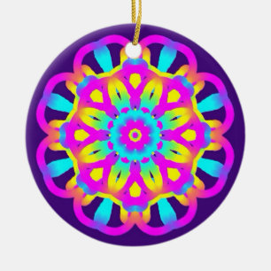 Lila, rosa und gelbe Gefärbte Krawatte Keramik Ornament