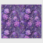 Lila rosa und gelbes Daisy-Muster Geschenkpapier (Flach)