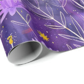 Lila rosa und gelbes Daisy-Muster Geschenkpapier (Rolleneckpunkt)