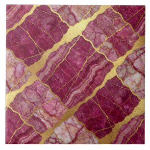 Lila Rosa und Goldmarmor Fliese