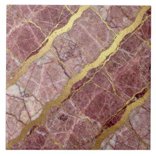 Lila Rosa und Goldmarmor Fliese