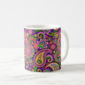 Lila, rosa und grüne Paisley Kaffeetasse (VorderseiteRechts)
