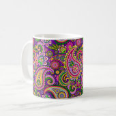 Lila, rosa und grüne Paisley Kaffeetasse (Vorderseite Links)