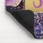 Lila & rosa und Imitate Gold Glitzer Agate Monogra Mousepad (Ecke)