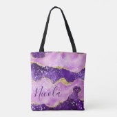 Lila & rosa und Imitate Gold Glitzer Agate Tasche (Rückseite)