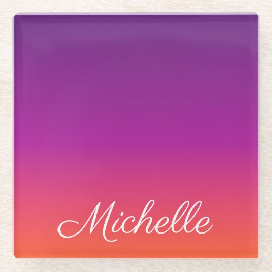 Lila, rosa und orangefarbene Farbvarianten Glasuntersetzer (Vorderseite)