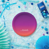 Lila, rosa und orangefarbene Farbvarianten Pappteller (Party)