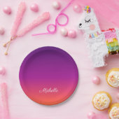 Lila, rosa und orangefarbene Farbvarianten Pappteller (Party)