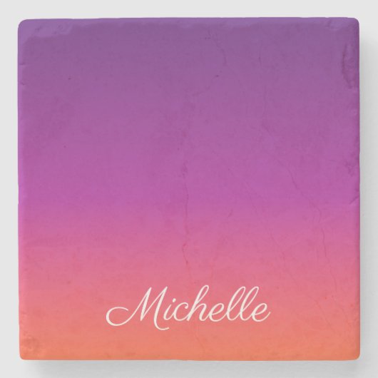 Lila, rosa und orangefarbene Farbvarianten Steinuntersetzer (Vorderseite)