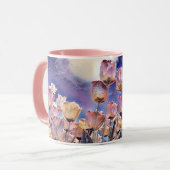 Lila, rosa und orangefarbene Tulpen Zwei-Tone-Kaff Tasse (Vorderseite Links)