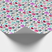 Lila, rosa und rote Blumenmuster Geschenkpapier (Ecke)