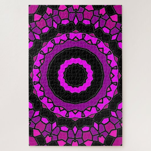Lila Rosa- und Schwarzkaleidoskopmuster Puzzle (Vertikal)