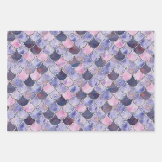 Lila, rosa und silberne Meerjungenskala Geschenkpapier Set (Vorderseite 3)