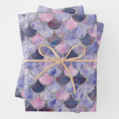 Lila, rosa und silberne Meerjungenskala Geschenkpapier Set (Beispiel)