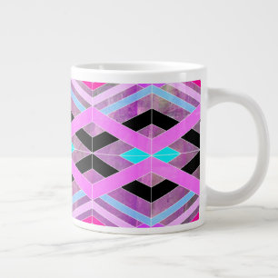 Lila Rosa und Türkis Geometrische Kreuzende Streif Jumbo-Tasse