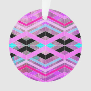 Lila Rosa und Türkis Geometrische Kreuzende Streif Ornament