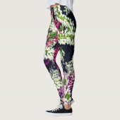 Lila, rosa und weiße Blume Leggings (Links)