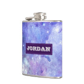 Lila rosa und weißer Hintergrund Flachmann (Links)