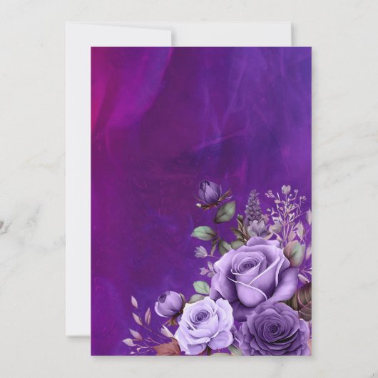 Lila rosa Vintage Rose Einladung (Rückseite)