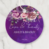 Lila rosa Vintage Rose Hochzeitsfeier Danke Geschenkanhänger (Vorderseite)