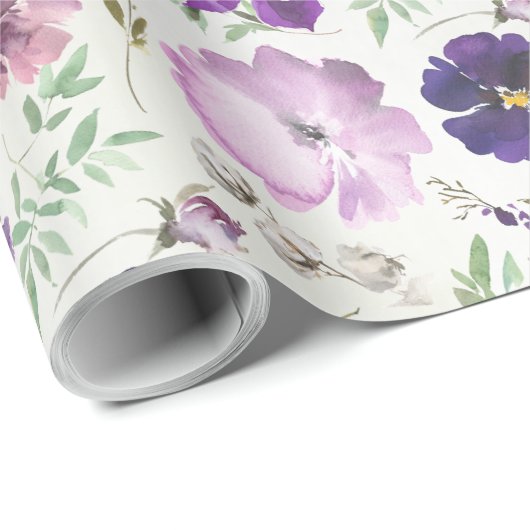 Lila Rosa Violett Orchid Peony Garden Wrapping Pa Geschenkpapier (Rolleneckpunkt)
