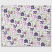 Lila Rosa Violett Orchid Peony Garden Wrapping Pa Geschenkpapier (Flach)