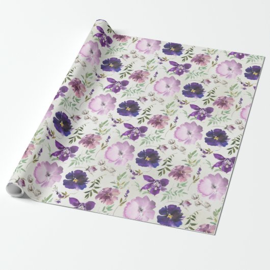 Lila Rosa Violett Orchid Peony Garden Wrapping Pa Geschenkpapier (Ungerollt)
