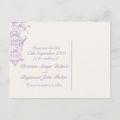 Lila Rosa Vogelkäfig Hochzeit speichern Sie die Da Ankündigungspostkarte (Rückseite)