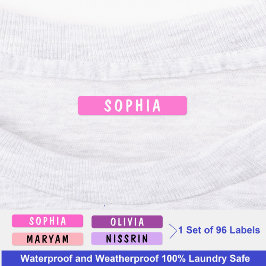 Lila rosa wasserdichte Tags für Mädchen | Namenskl Etiketten