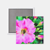 Lila rosa Wasserfarbe Sommerfarbe Rose Magnet (Vorderseite/Rückseite)
