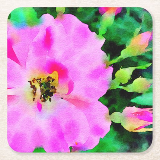 Lila rosa Wasserfarbe Sommerfarbe Rose Rechteckiger Pappuntersetzer (Vorderseite)