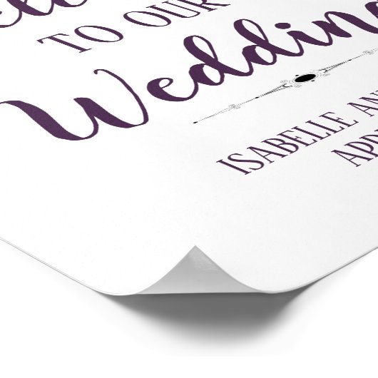 Lila rosa Wasserfarbe Willkommenszeichen Poster (Ecke)