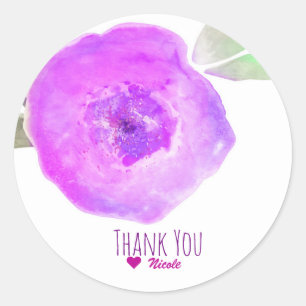 Lila Rosa Wasserfarben-Blumen-Partygeschenk Runder Aufkleber