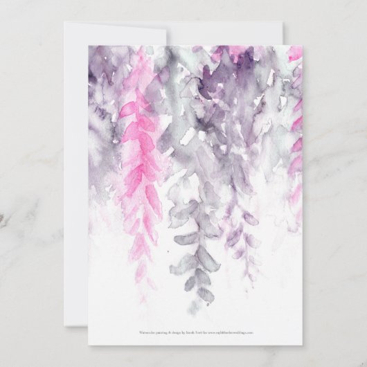 Lila rosa Watercolor-Abend Empfang Einladung (Rückseite)