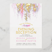 Lila rosa Watercolor-Abend Empfang Folieneinladung (Vorderseite)