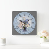 Lila-rosa-weiße Blume römische Zahl Quadratische Wanduhr (Zuhause)