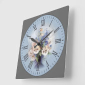 Lila-rosa-weiße Blume römische Zahl Quadratische Wanduhr (Winkel)