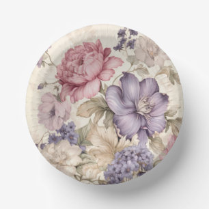 Lila Rosa Weiße Blumenpapier-Schale Pappteller