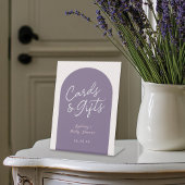 Lila rosa weiße Karten und Geschenke Sockelschild