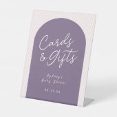 Lila rosa weiße Karten und Geschenke Sockelschild (Vorderseite)