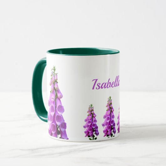 Lila rosa weiße Wildblumen Blumenbezeichnung Tasse (Vorderseite Links)