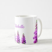 Lila rosa weiße Wildblumen Floralmonogramm Kaffeetasse (VorderseiteRechts)
