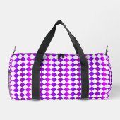 Lila rosa weißes Schachbrett Diamantmuster Duffle Bag (Rückseite)
